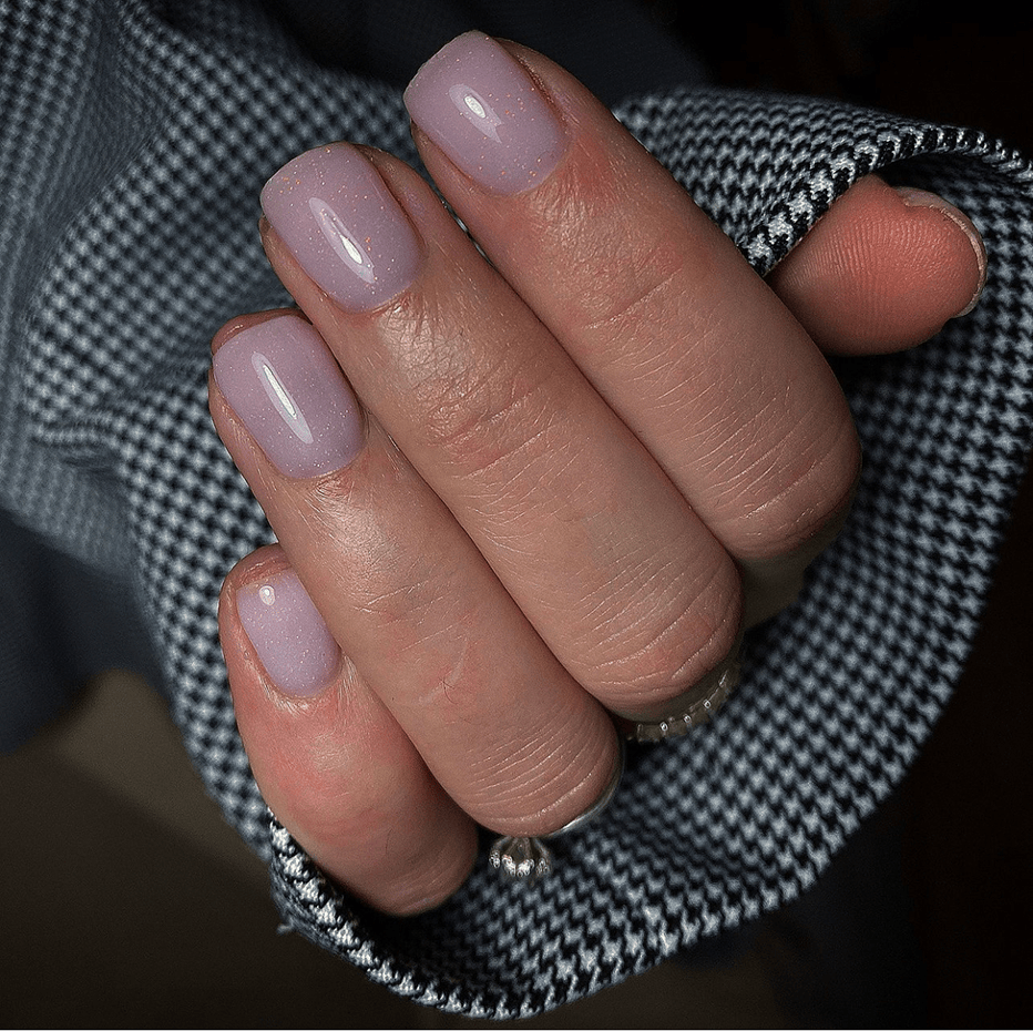 Gel manicure nails/nagel - nude glitter BIAB rubber base